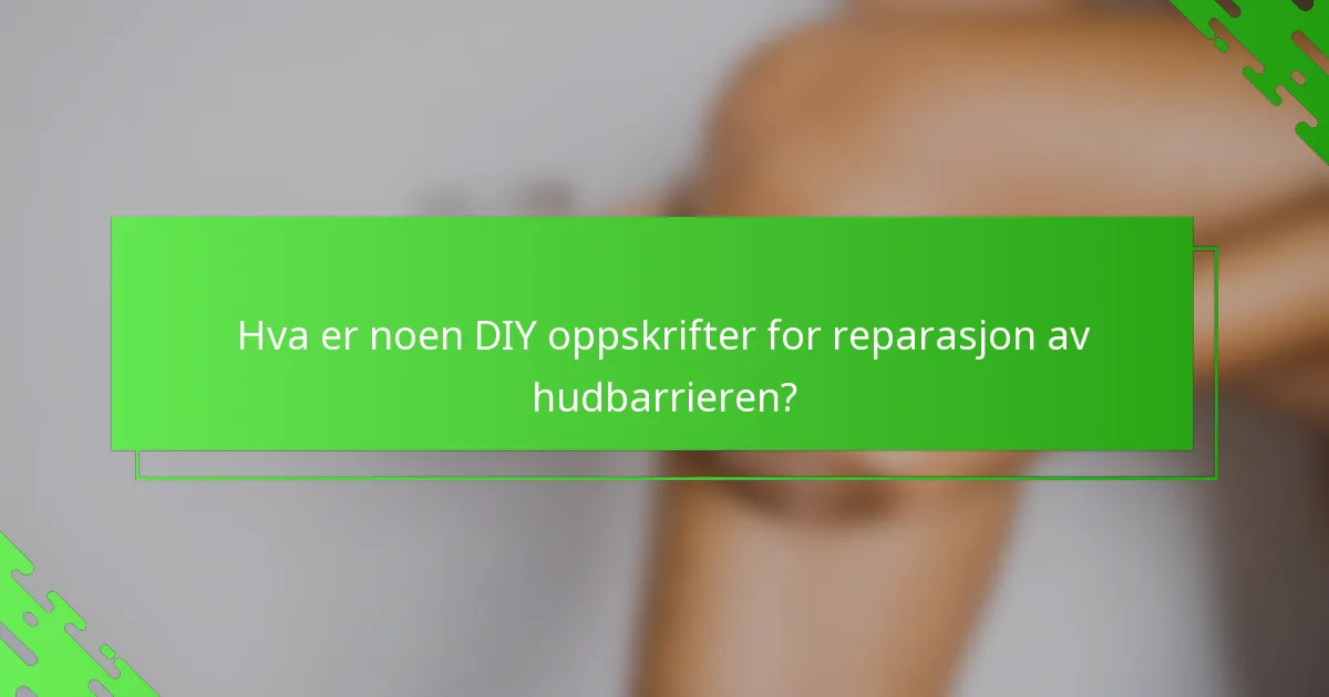 Hva er noen DIY oppskrifter for reparasjon av hudbarrieren?
